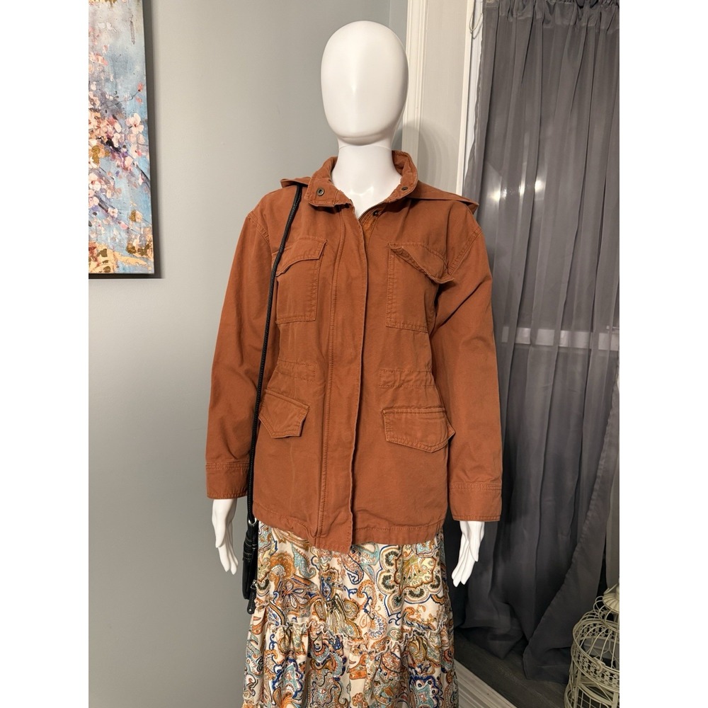 Y2k Universal Thread Burnt Orange Jacket With Hoo… - image 1